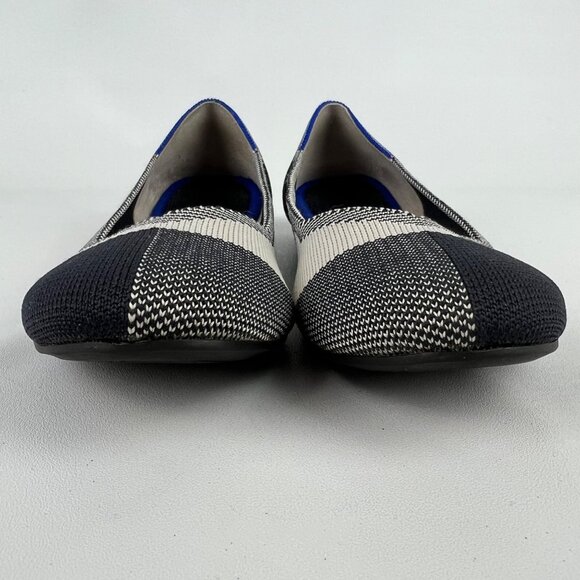 Rothys Womens Cap Toe Buffalo Plaid Round Toe Ballet Flat Black White size 7.5 - Picture 5 of 15